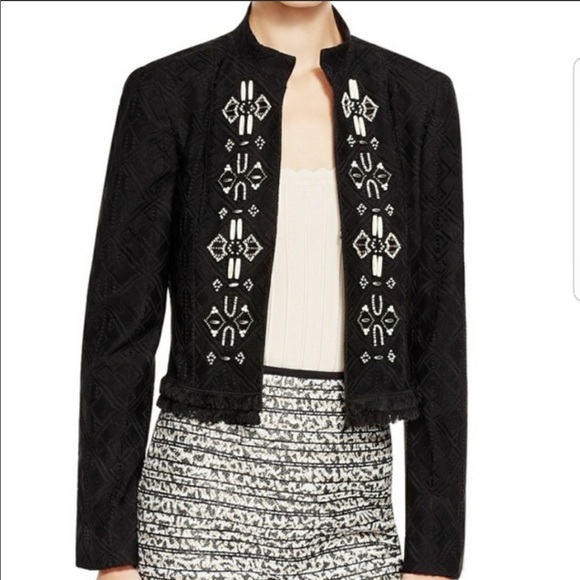 NANETTE LEPORE Black Island Blazer Beaded Lace - Picture 1 of 5